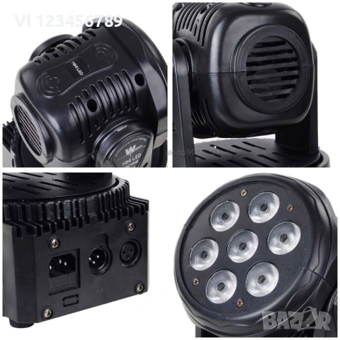 Диско прожектор 7 led mini moving head лед с въртяща се глава, снимка 2 - Други - 53816475