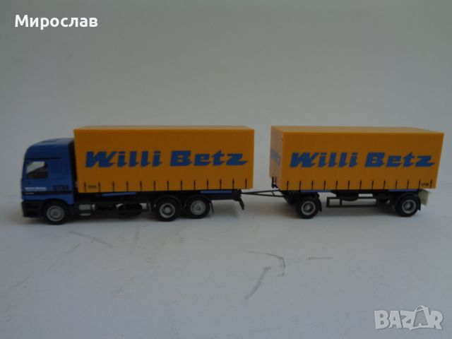 HERPA H0 1/87 MERCEDES ACTROS WILLI BETZ КАМИОН МОДЕЛ ТИР, снимка 1 - Колекции - 46567157