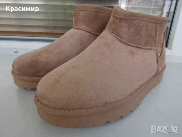 Велурени боти с подплата Boohoo, снимка 5 - Дамски боти - 51709229