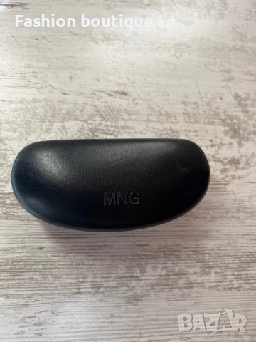 MANGO черен кожен калъф за слънчеви очила с вътрешна велурена част 🖤