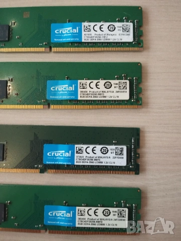 DDR4 32Gb - (4 x 8Gb) Crucial 2666MHz PC4-21300, снимка 2 - RAM памет - 53378700
