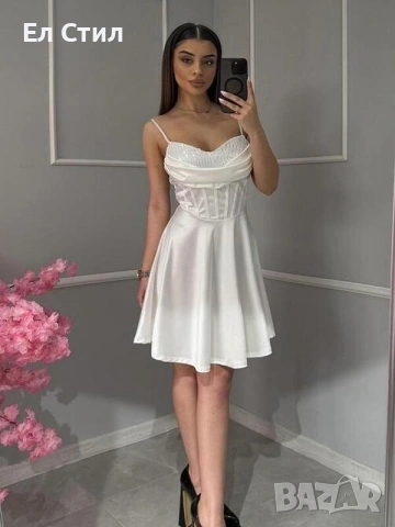 📌#Официална сатенена #рокля 95% сатен 5% ликра Производител: Италия Хс С М Л 37 евро Еконт, снимка 2 - Рокли - 53472147