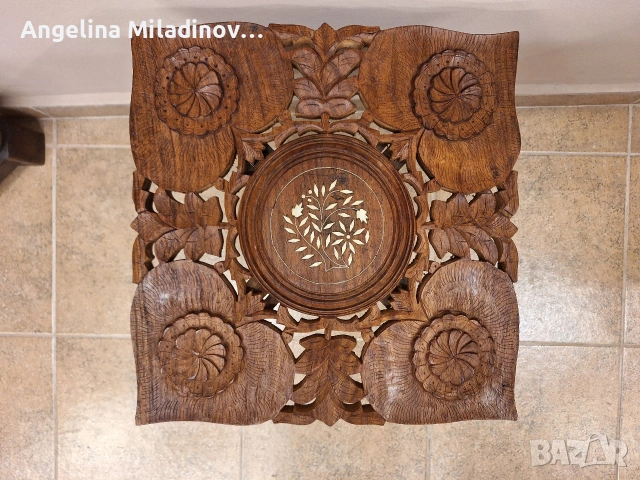 Индийска ръчно изработена помощна масичка , снимка 5 - Маси - 53890301