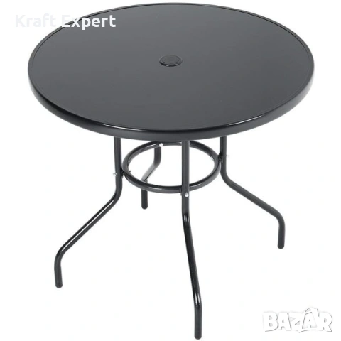 Кръгла градинска маса Capri Ø80 см с тъмно темперирано стъкло, снимка 4 - Градински мебели, декорация  - 53699306
