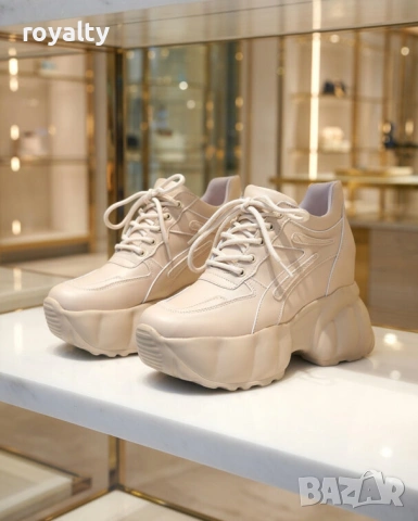 Кецове на платформа - бежова кожа, снимка 5 - Кецове - 54028908