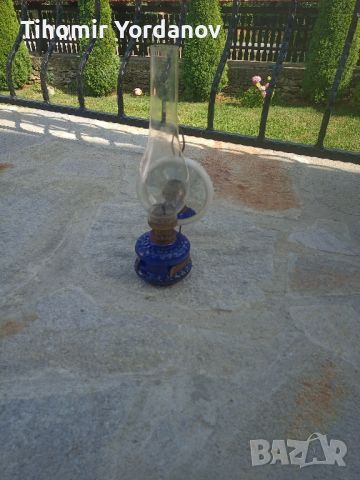Газена лампа ( синьо стъкло)., снимка 10 - Антикварни и старинни предмети - 46404039