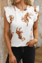 Дамска блуза в бяло с къдрички и принт тигри, снимка 1 - Други - 45039233