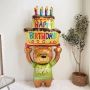 Голям фолиев балон Мече с торта Happy birthday, снимка 1