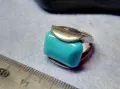 СКЪПОЦЕНЕН СРЕБЪРЕН ПРЪСТЕН СРЕБРО 925 с ГОЛЯМ ШЛИФОВАН ТЮРКОАЗ ВИНТИДЖ АРТ МОДЕЛ 48577, снимка 13
