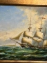 Картина масло с кораб и изящна рамка , снимка 11