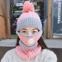 Модна дамска шапка с висока яка и маска за лице с филтър за дишане, снимка 3