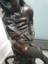 Boverie статуетка 36см-4кг/френска бронзова скулптура/фигура на момче с книга край море, снимка 7