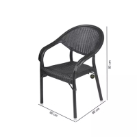 Градински стол от полипропилен с подлакътници - Черен, снимка 3 - Столове - 44979092