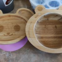 Бамбукова купа и чиния  мишле за хранене за бебе , снимка 1 - Други - 45681103