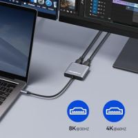 Viagkiki USB C към двоен HDMI адаптер 8K 4K,, снимка 11 - Друга електроника - 45804623