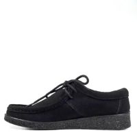 Дамски мокасини с връзки от естествен велур в черно , снимка 3 - Дамски ежедневни обувки - 45445061