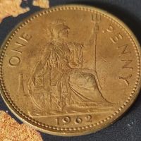 Монети Великобритания 1 пени, 1961 - 1967 година, снимка 3 - Нумизматика и бонистика - 43896293