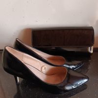 Комплект от клъч и обувки с нисък ток 41 номер, Tendenz, черен цвят, Спиди, снимка 1 - Дамски обувки на ток - 45558528