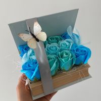 Аранжирани сапунени рози в кутии букет в кутия подарък цветя, снимка 3 - Декорация за дома - 45495822