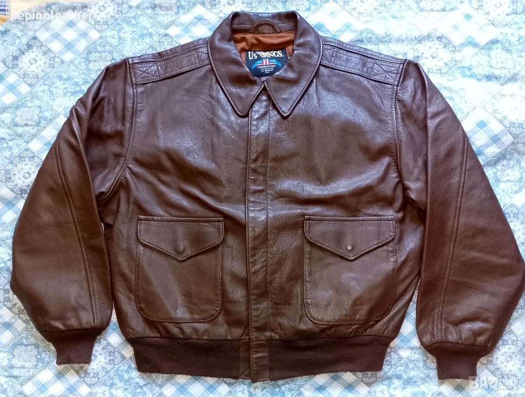 US WINGS оригинално американско пилотско кожено яке тип А-2, размер 2XL / 58, снимка 1
