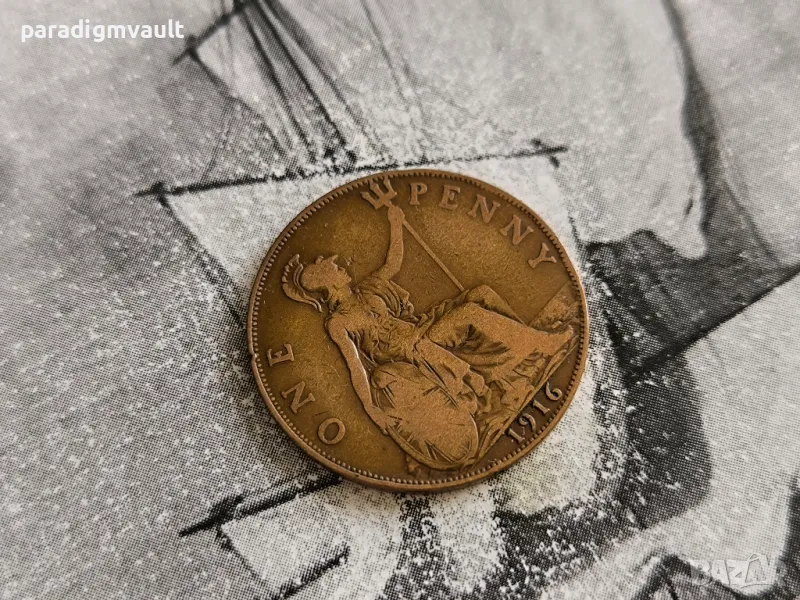 Монета - Великобритания - 1 пени | 1916г., снимка 1
