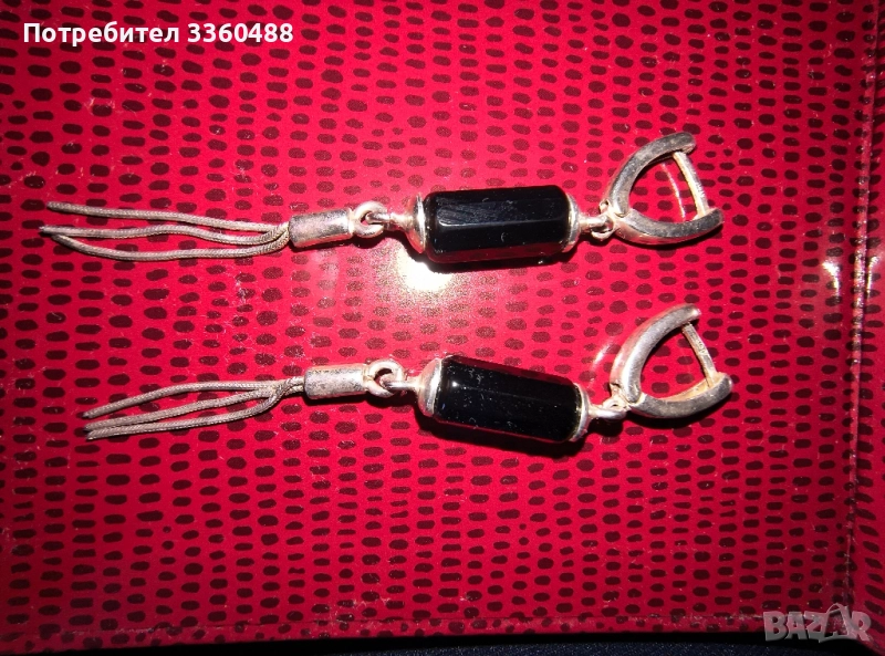 продавам сребърни обеци с оникс , снимка 1