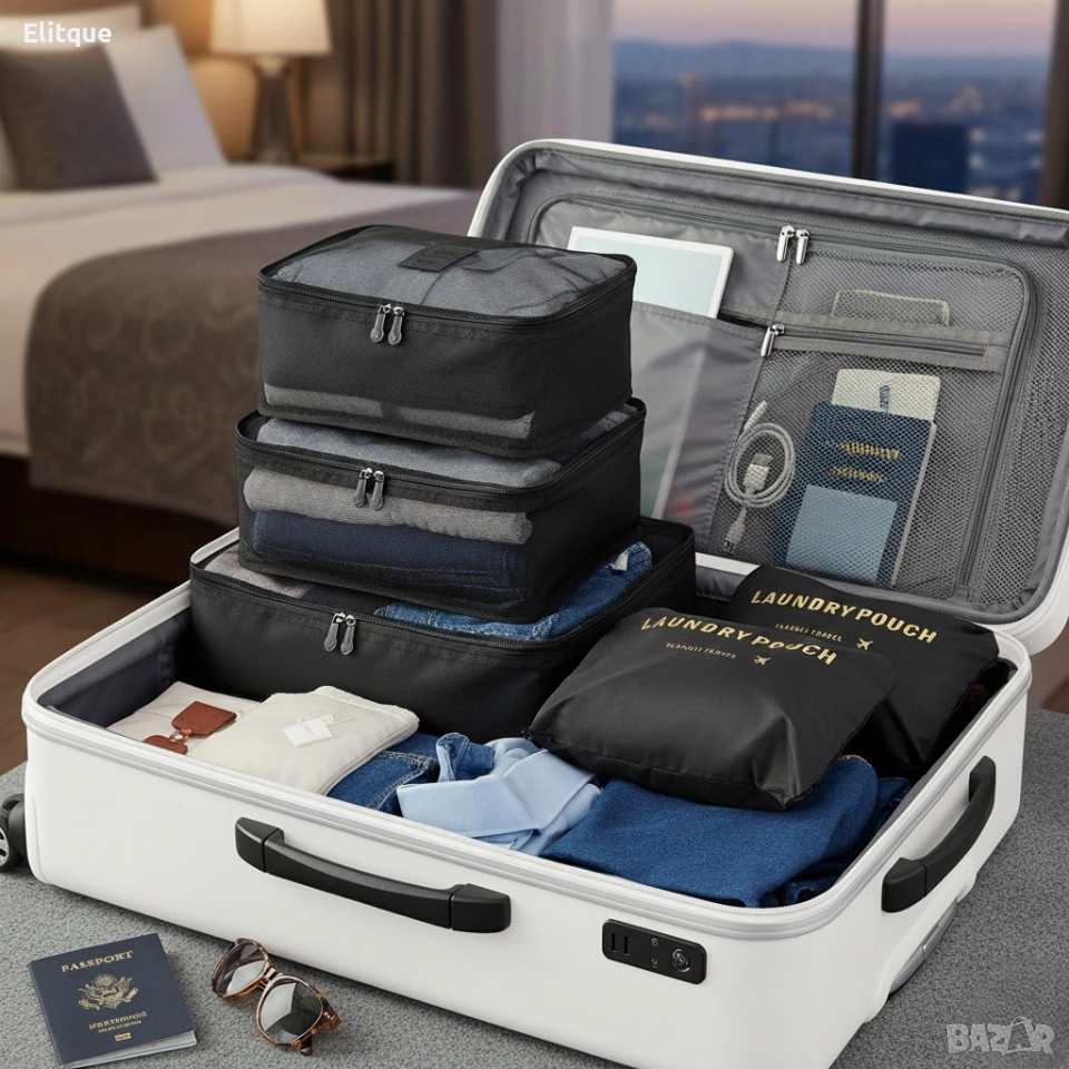 Комплект органайзер за багаж с 6 чанти за подреден и лесен транспорт, снимка 1