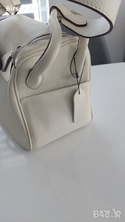 Дамска кожена чанта – вдъхновена от Hermès, екрю, снимка 1
