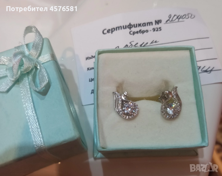 нови сребърни обеци лебеди сребро925 , снимка 1