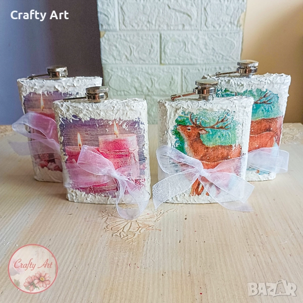 Метална манерка с коледна декорация, снимка 1