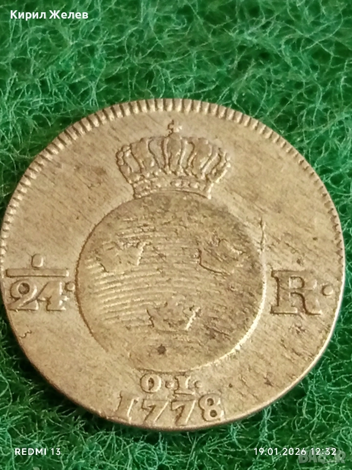 Сребърна монета 1/12 риксдалер 1778г. Швеция Густав трети за КОЛЕКЦИЯ 53051, снимка 1