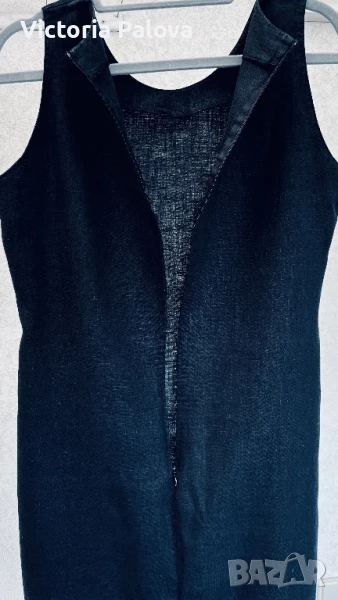 Модерна черна ленена рокля , снимка 1