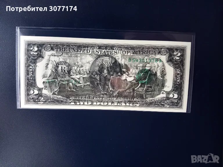 2 долара сгрешен печат UNC , снимка 1