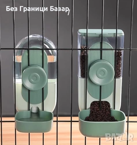 Нова Висяща поилка и купа за храна за дребни гризачи и зайци 2 в 1 хранилка, снимка 1