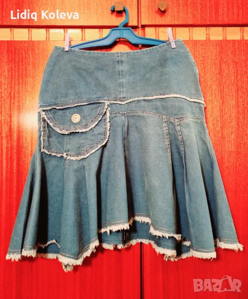 Тъмно синя дънкова пола, снимка 1