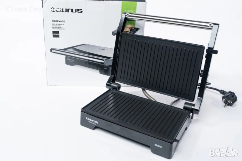 Сандвич и грил Taurus CRISPY & CO, 1000W, 23x15cm, отваряне 90° и 180º, , снимка 1