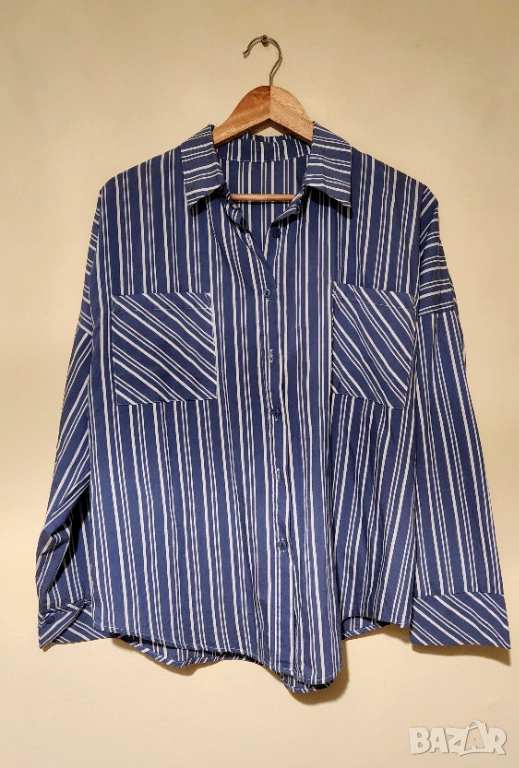 Дамска риза на райе (oversize стил) LBD, снимка 1