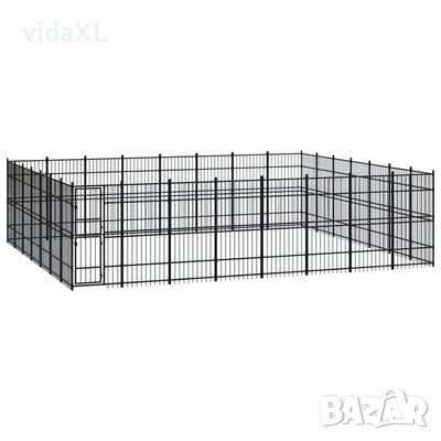 vidaXL Дворна клетка за кучета, стомана, 51,61 м²（SKU:3098001, снимка 1