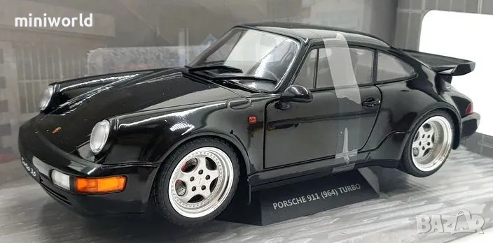 Porsche 911 (964) Turbo 3.6 Black 1993 - мащаб 1:18 на Solido моделът е нов в кутия, снимка 1