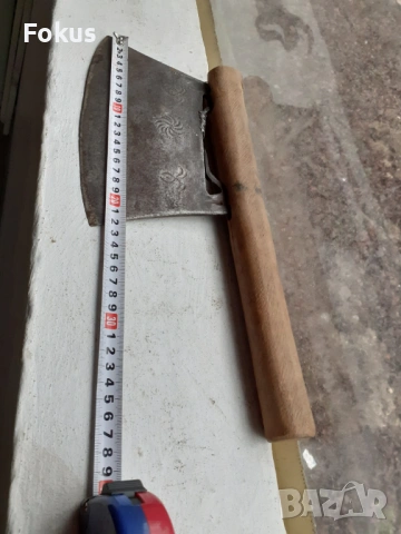 Стара кована брадва секира сатър, снимка 7 - Антикварни и старинни предмети - 53498293