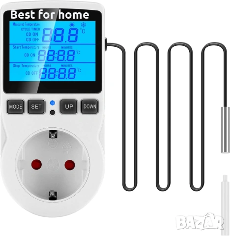 Термостатичен контакт Seamuing 16A 220V цифров температурен контролер със сонда