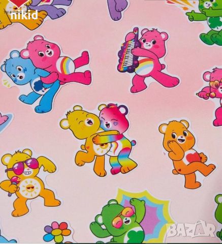 40 бр Грижовните мечета The Care Bears малки самозалепващи лепенки стикери украса картонена торта  , снимка 4 - Други - 27963302