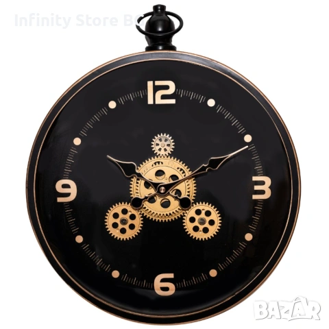 🕰️ Черeн Декоративен Стенен Часовник – Steampunk & Индустриален Шик 🕰️