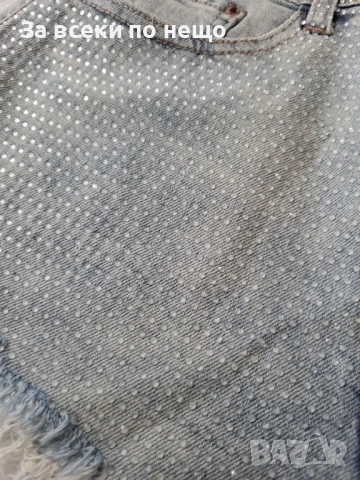 Дамски Къси Дънкови Панталонки С Прозрачни Камъчета🔝Дамски Къси Дънки Код BS-38, снимка 4 - Къси панталони и бермуди - 51242622