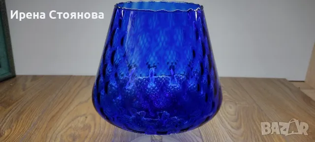 1960 Cobalt Blue Glass Italian Empoli Бонбониера от ръчно издухано стъкло в кобалтово синьо.
, снимка 11 - Декорация за дома - 47824287