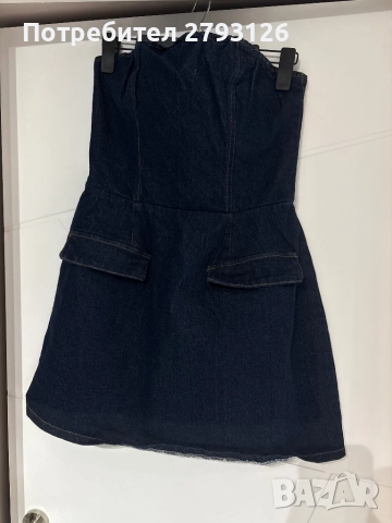 Дънкова рокля без презрамки , снимка 4 - Рокли - 52669674