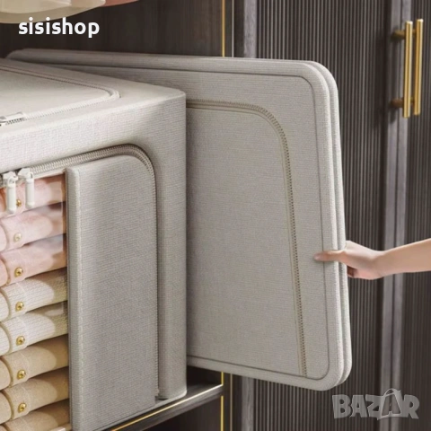 Текстилна кутия за вертикално съхранение с подсилена метална рамка и прозорец 4556, снимка 3 - Други стоки за дома - 53987719