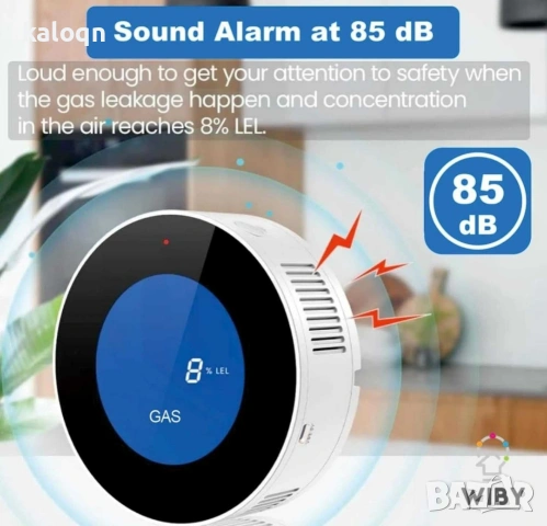 WiFi газодетектор, с LCD дисплей, съвместим с Alexa/Google Home, снимка 4 - Резервни части за телефони - 53672073