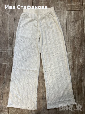 Нов бял висока талия спортно елегантен еластичен панталон , снимка 3 - Панталони - 40368001