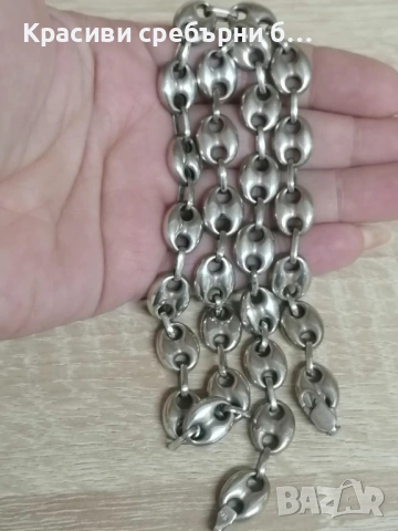 Масивен сребърен ланец а, снимка 4 - Колиета, медальони, синджири - 53666839